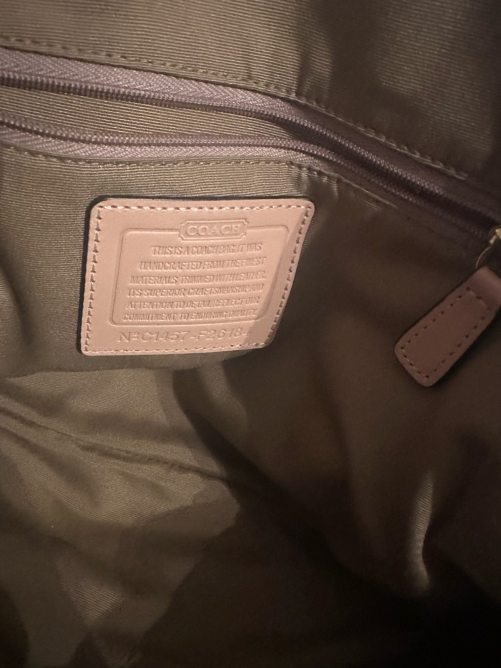 Coach Peyton Brown Signature Dome Satchel with Beige Trim and Red Tag - Picture 4 of 5